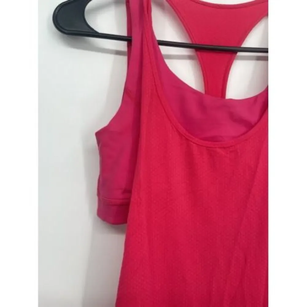 Lululemon Size 4 2-in-1 Tank Top Women Pink‎ Good Built-in Bra Racerback Mesh